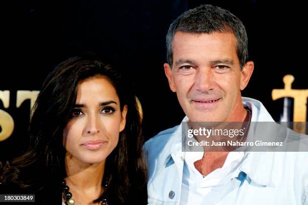 Inma Cuesta Antonio Banderas attend 'Justin And The Knights Of Valour' photocall at Castle of Villaviciosa de Odon on September 11, 2013 in...