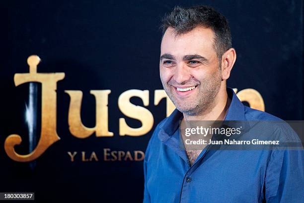 Spanish director Manuel Sicilia attends 'Justin And The Knights Of Valour' photocall at Castle of Villaviciosa de Odonon September 11, 2013 in...