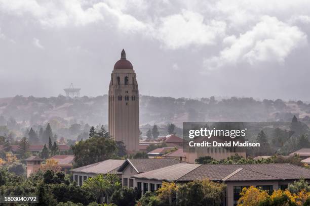 General view of the campus of Stanford University including Hoover Tower as seen from Stanford Stadium on the day of the 126th Big Game between the...