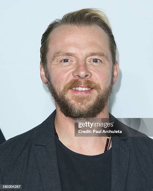 Actor Simon Pegg attends the "Star Trek Into Darkness" Blu-ray/DVD release party at the California Science Center on September 10, 2013 in Los...