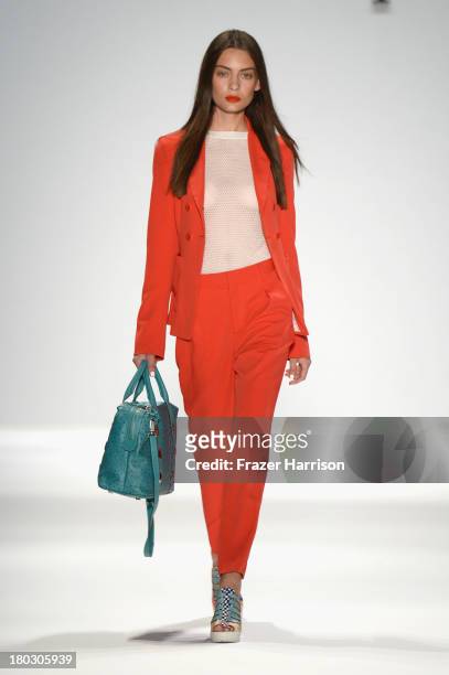 Model walks the runway at the Nanette Lepore fashion show with TRESemme during Mercedes-Benz Fashion Week Spring 2014 at The Stage at Lincoln Center...