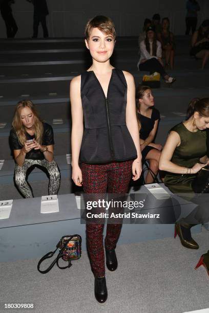 Actress Sami Gayle poses with TRESemme at the Nanette Lepore fashion show during Mercedes-Benz Fashion Week Spring 2014 at The Stage at Lincoln...