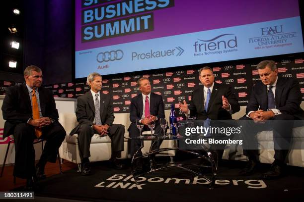 Gregory A. Ballard, mayor of Indianapolis, from left, Ralph Becker, mayor of Salt Lake City, David Checketts, chairman and chief executive officer of...