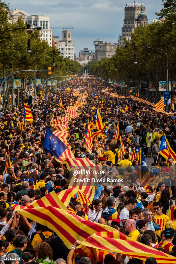 Demonstrations Are Held As Catalans Celebrate Their National Day