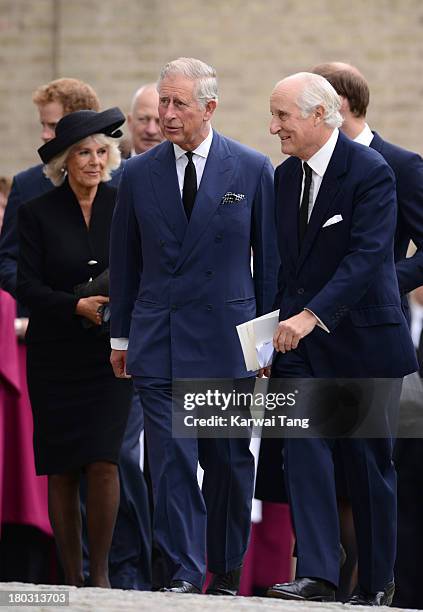 Camilla, Duchess of Cornwall and Prince Charles, Prince of Wales attend a Requiem Mass for Hugh van Cutsem who passed away on September 2nd 2013 at...