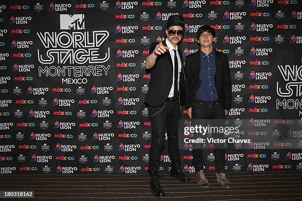 Ulises Lozano and Gilberto Cerezo of Kinky attend the MTV World Stage Monterrey Mexico 2013 photocall and press conference at W Hotel Mexico City on...