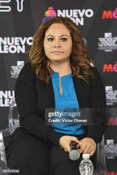 Directora general de la corporacion para el desarrollo turistico de Nuevo Leon, Patricia Aguirre attends the MTV World Stage Monterrey Mexico 2013...