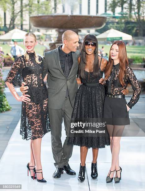 Model Anne V, Host/Photographer Nigel Barker, Model Naomi Campbell and Model Lydia Hearst attend "The Face" Season 2 Pop Up Fashion Show at Bryant...