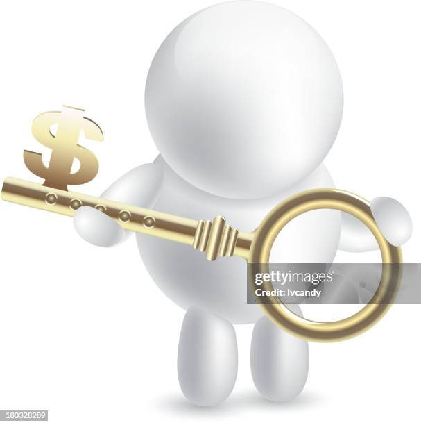 holding a dollar sign key - holding keys on white stock illustrations