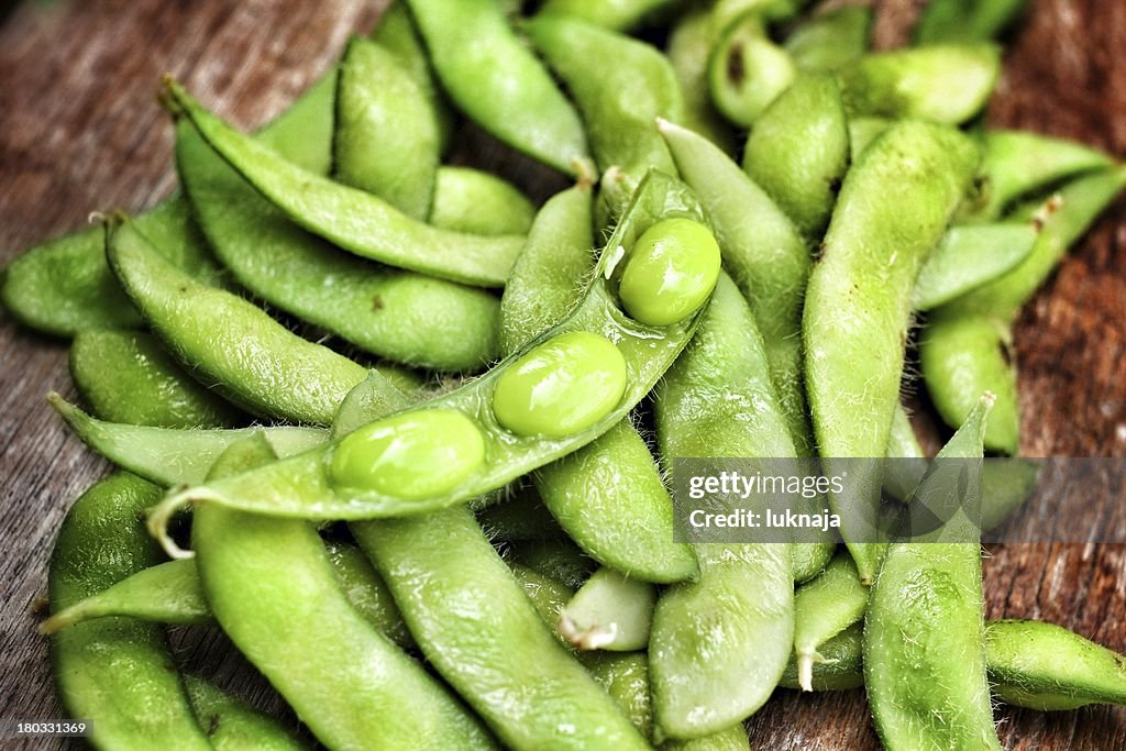 Green fresh soybeans