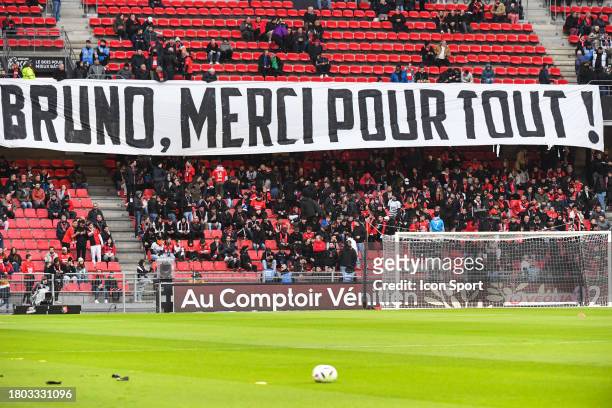Fans of Rennes during the Ligue 1 Uber Eats match between Stade Rennais Football Club and Stade de Reims at Roazhon Park on November 26, 2023 in...