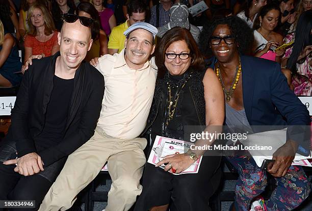 Robert Verdi, Phillip Bloch, Fern Mallis and Miss J Alexander attend the Betsey Johnson fashion show during Mercedes-Benz Fashion Week Spring 2014 at...