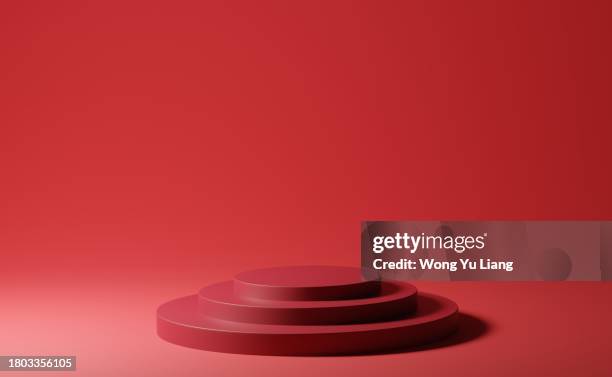 red podium ,3d render - red pedestal stock pictures, royalty-free photos & images