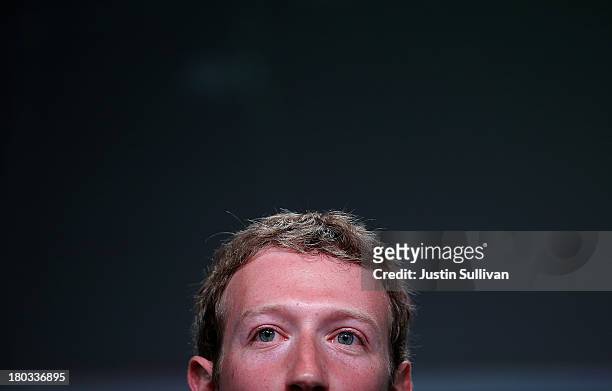 Facebook founder and CEO Mark Zuckerberg speaks during the 2013 TechCrunch Disrupt conference on September 11, 2013 in San Francisco, California. The...