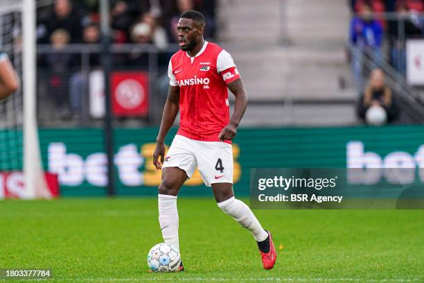 Bruno Martins Indi of AZ dribbles during the Dutch Eredivisie match between AZ and FC Volendam at AFAS Stadion on November 26, 2023 in Alkmaar,...