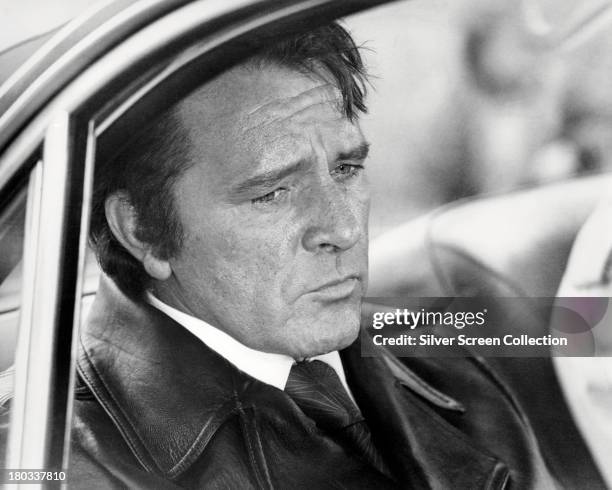 Welsh actor Richard Burton as gangster Vic Dakin in 'Villain', directed by Michael Tuchner, 1971.