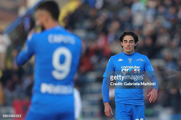 Matteo Cancellieri of Empoli FC shows hid dejection during the Serie A TIM match between Empoli FC and US Sassuolo at Stadio Carlo Castellani on...