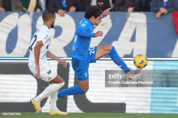 Matteo Cancellieri of Empoli FC in action during the Serie A TIM match between Empoli FC and US Sassuolo at Stadio Carlo Castellani on November 26,...