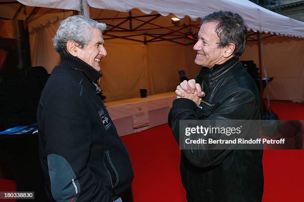 Director Claude Lelouch and stage director of the opera Francis Huster attend 'Opera En Plein Air' : Gala with 'La flute enchantee' by Mozart play at...