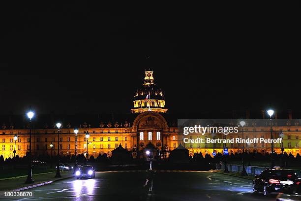 Night view of Hotel Des Invalides on September 11, 2013 in Paris, France.