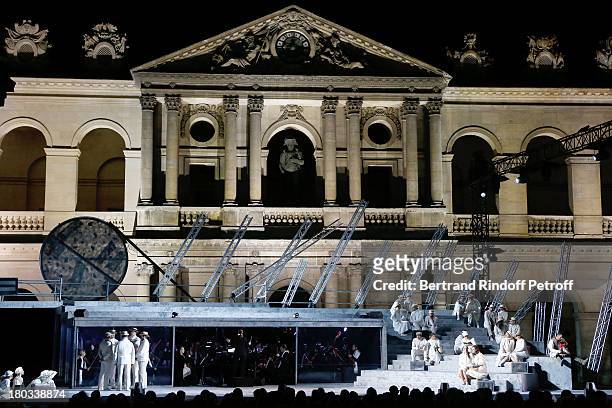 Stage view of 'Opera En Plein Air' : Gala with 'La flute enchantee' by Mozart play at Hotel Des Invalides on September 11, 2013 in Paris, France.