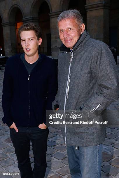 Patrick Poivre d'Arvor with his son Patrick attend 'Opera En Plein Air' : Gala with 'La flute enchantee' by Mozart play at Hotel Des Invalides on...