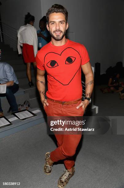 Lorenzo Martone attends the Osklen fashion show during Mercedes-Benz Fashion Week Spring 2014 at The Stage at Lincoln Center on September 11, 2013 in...