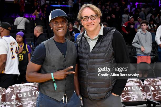 Don Cheadle and Jeremy W. Barber attend a basketball game between the Los Angeles Lakers and the Houston Rockets at Crypto.com Arena on November 19,...