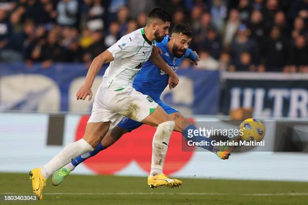 Francesco Caputo of Empoli FC in action during the Serie A TIM match between Empoli FC and US Sassuolo at Stadio Carlo Castellani on November 26,...