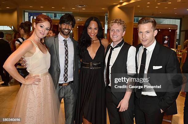 Actors Carrie-Lynn Neales, Raymond Ablack, Amanda Brugel, Max Topplin and Chad Connell attend the Birks Diamond Tribute to the year's Women in Film...