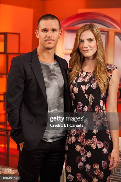 Ryan Kwanten and Sara Canning visit the ET Canada Festival Central Lounge at the 2013 Toronto International Film Festival on September 11, 2013 in...