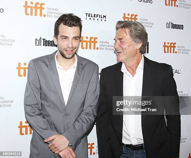 Jay Baruchel and Kurt Russell arrive at "The Art Of The Steal" premiere during the 2013 Toronto International Film Festival held at Roy Thomson Hall...