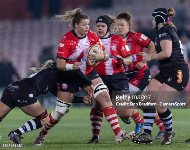 Gloucester-Hartpury's Sarah Beckett in action during the Allianz PWR Womens Premership Round 2 match between Gloucester-Hartbury and Leicester Tigers...