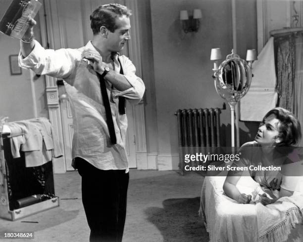 American actors Paul Newman , as Chance Wayne, and Geraldine Page as Alexandra Del Lago, in 'Sweet Bird Of Youth', directed by Richard Brooks, 1962.