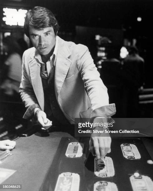 American actor Robert Urich as Dan Tanna in 'High Roller' an episode in the US TV series 'Vega$', 1978.