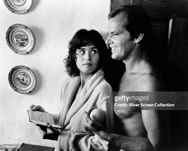 American actor Jack Nicholson, as David Locke, and French actress Maria Schneider as Girl, in 'The Passenger' , directed by Michelangelo Antonioni,...
