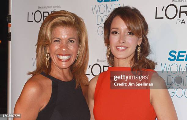 Personality Hoda Kotb and actress Jennifer Beals attend the 2013 Self Magazine "Woman Doing Good" Awards at Apella on September 11, 2013 in New York...