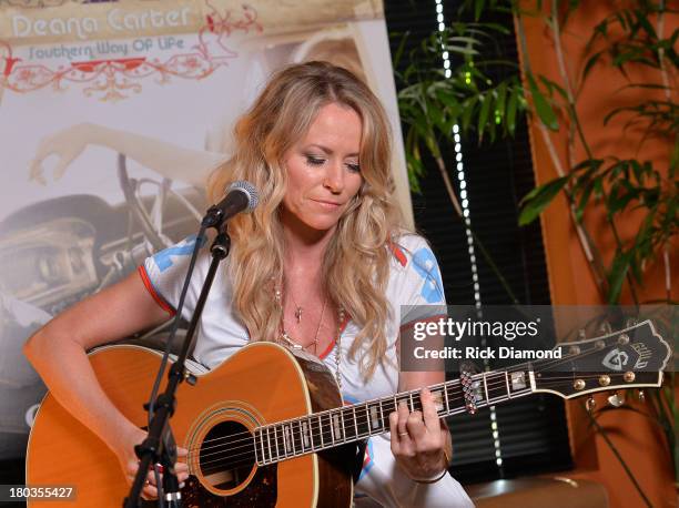 Deana Carter performs during her record release party for her new album "Southern Way Of Life" at Warner Chappell on September 11, 2013 in Nashville,...