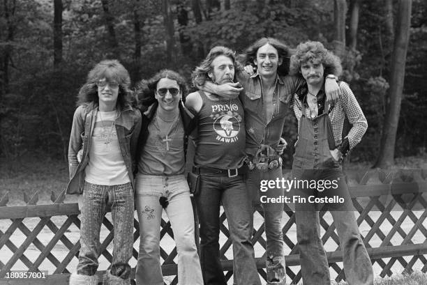 1st JANUARY: English rock group Uriah Heep posed in Germany in 1972. Left to right: Gary Thain , Mick Box, Ken Hensley, Lee Kerslake and David Byron .