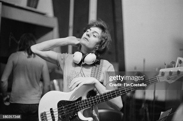 Bass guitarist Gary Thain from English rock group Uriah Heep posed in