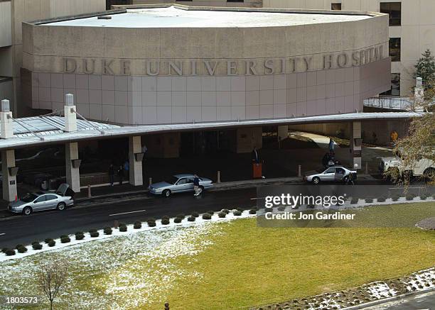 The front of Duke University Hospital is seen February 19, 2003 in Durham, North Carolina. Jesica Santillan underwent a heart and lung transplant at...