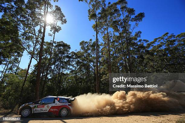 Kris Meeke of Great Britain and Chris Patterson of Ireland compete in their Citroen Total Abu Dhabi WRT Citroen DS3 WRC during the Shakedown of the...