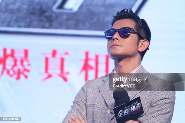 Actor Aaron Kwok attends "Silent Witness" press conference at Millennium Hotel on September 11, 2013 in Beijing, China.