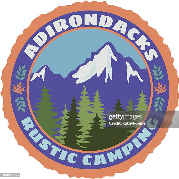 ilustraciones, imágenes clip art, dibujos animados e iconos de stock de adirondacks rústico campamento - parque estatal de adirondack