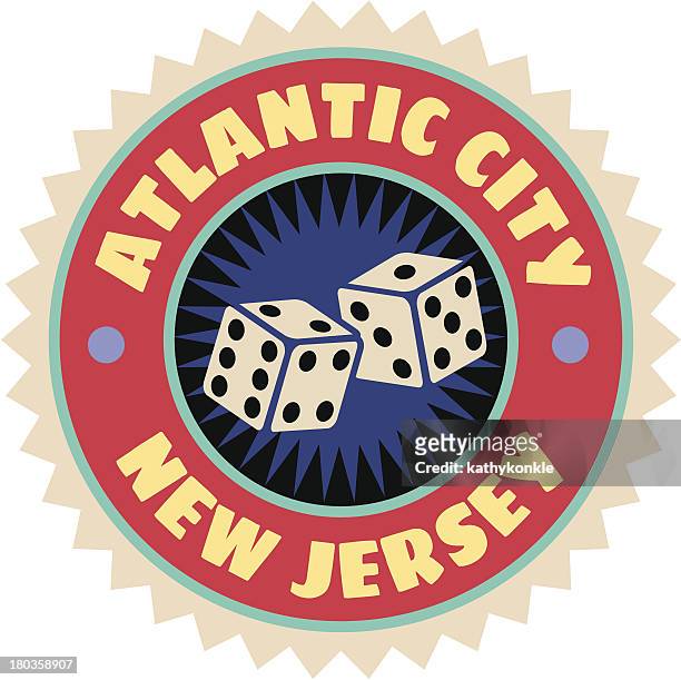 atlantic city luggage label or travel sticker - atlantic city new jersey stock illustrations