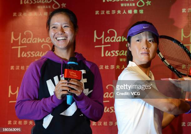 Photo shows the wax figure of Chinese professional tennis player Li Na during the unveiling ceremony at Madame Tussauds on September 12, 2013 in...