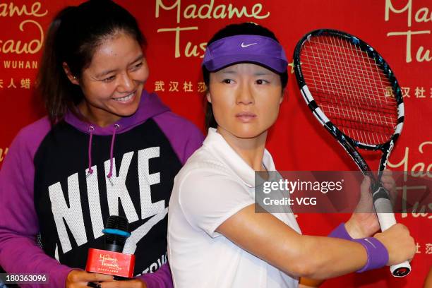 Photo shows the wax figure of Chinese professional tennis player Li Na during the unveiling ceremony at Madame Tussauds on September 12, 2013 in...