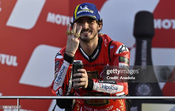 Francesco Bagnaia of Ducati Lenovo team wins the championship of the MotoGP Gran Premio Motul de la Comunitat Valenciana at Ricardo Tormo Circuit in...