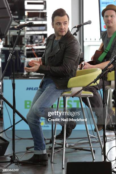 Shane Filan performs during Magic 105.4 FM's Live broadcast, promoting London's Biggest Breakfast fundraising event on Thursday 12th September 2013...