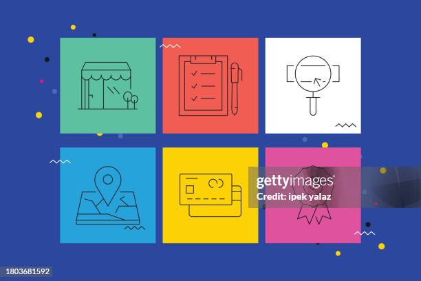 e-commerce ,thin line icons in vector style. ready template for icons, infographics, mobile and web etc. - mall security stock illustrations